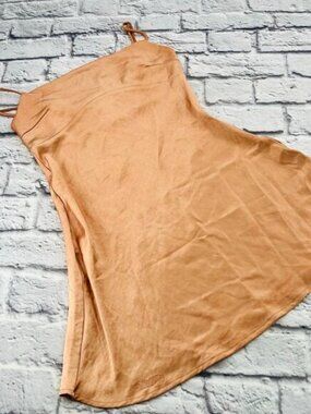 PRINCESS POLLY Women's Square Neck Mini Slip Dress Size 4 Peach Adjustable Strap